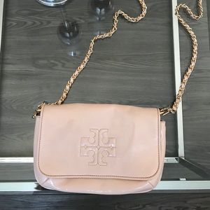 Tory Burch Charlie Clutch Nude Patent Leather Bag